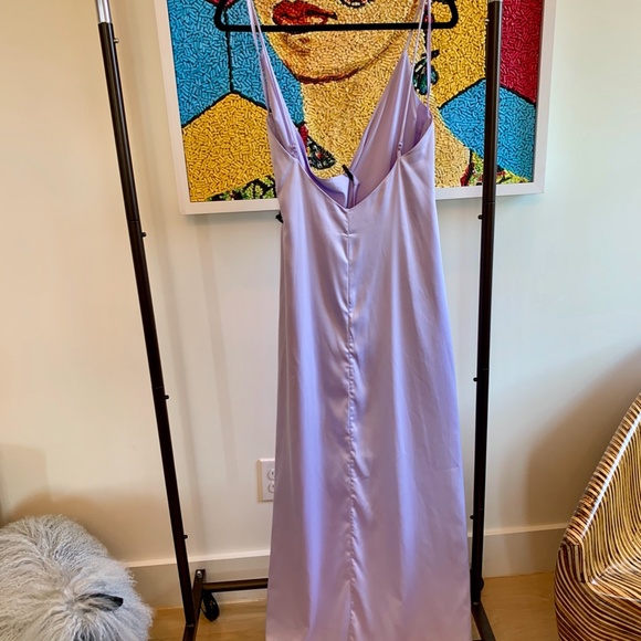 PRIVACY PLEASE Lavender Silk Wrap Dress (S) - Picture 6 of 8